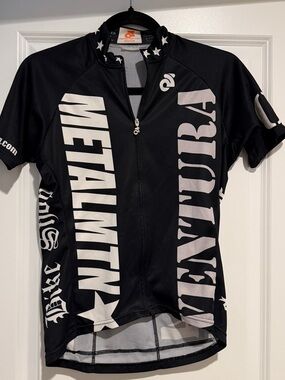 VENTURA METALMTN. Unisex Black Cycling Jersey with White